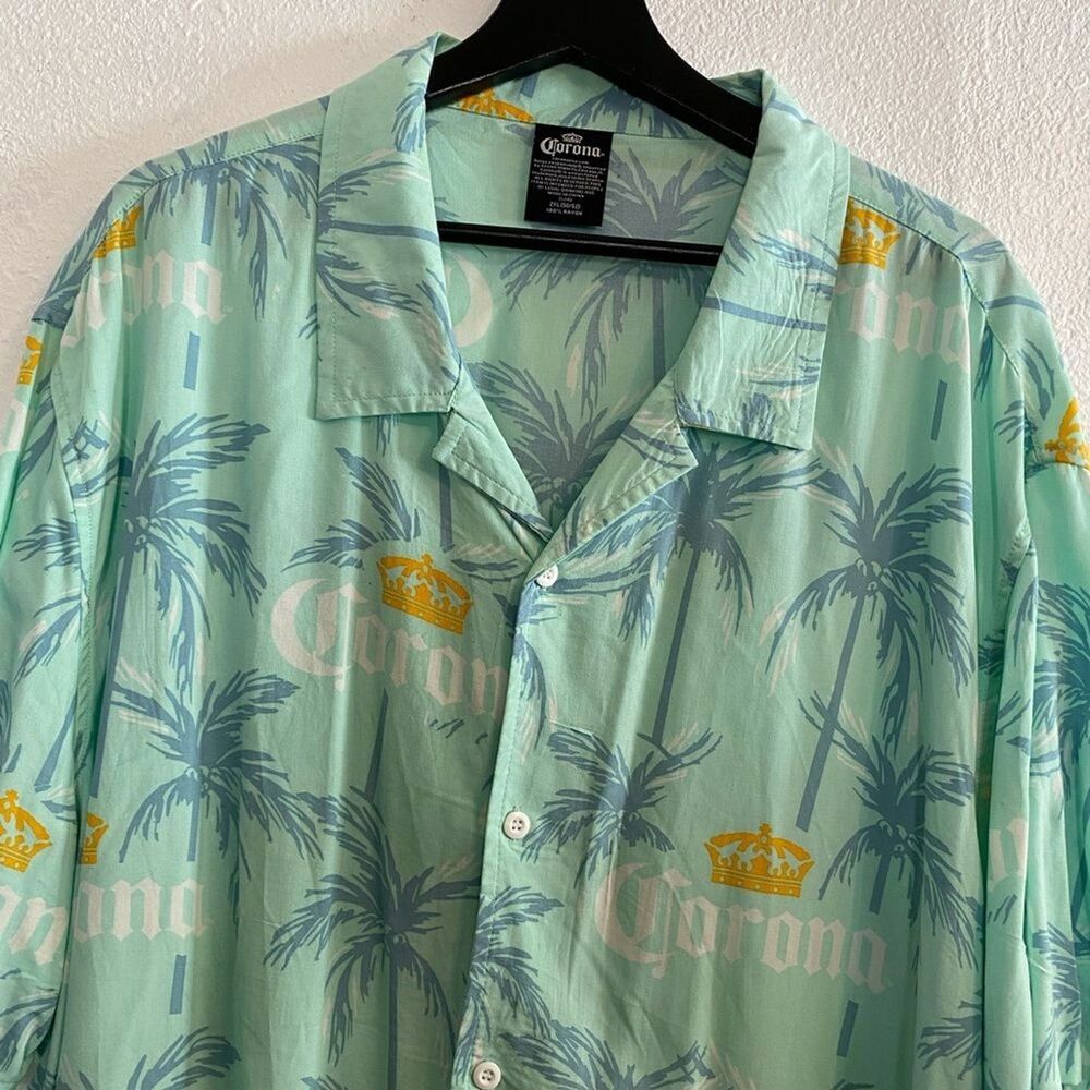 Corona Beer Men's Pastel Hawaiian Short Sleeve Button Front Shirt 2XL b-3
